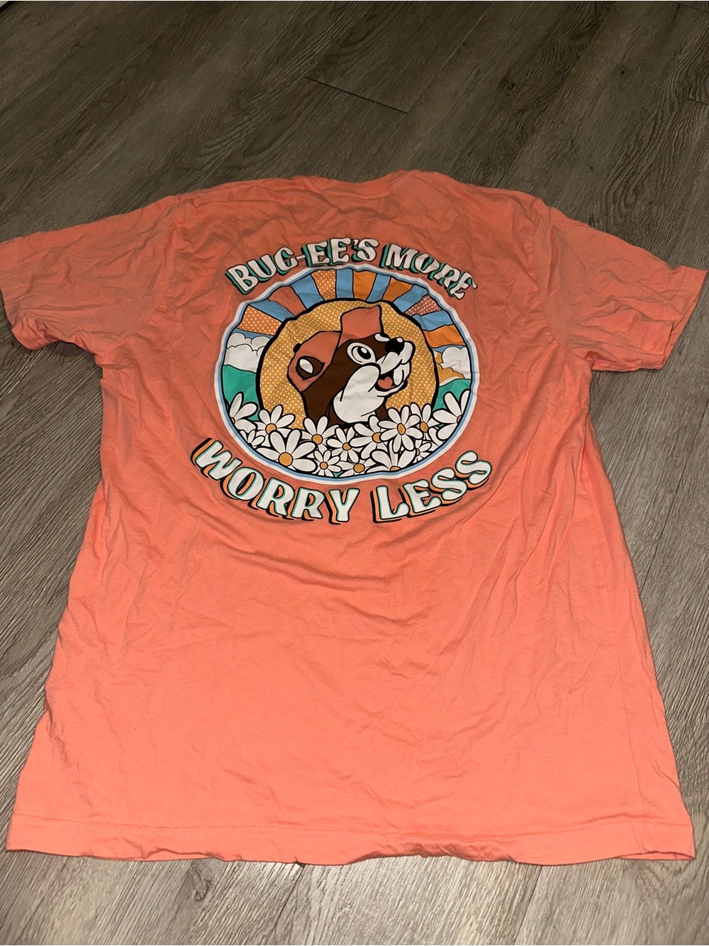 Buc-ee's Worry Less Coral Color Women’s T-Shirt Sz Large